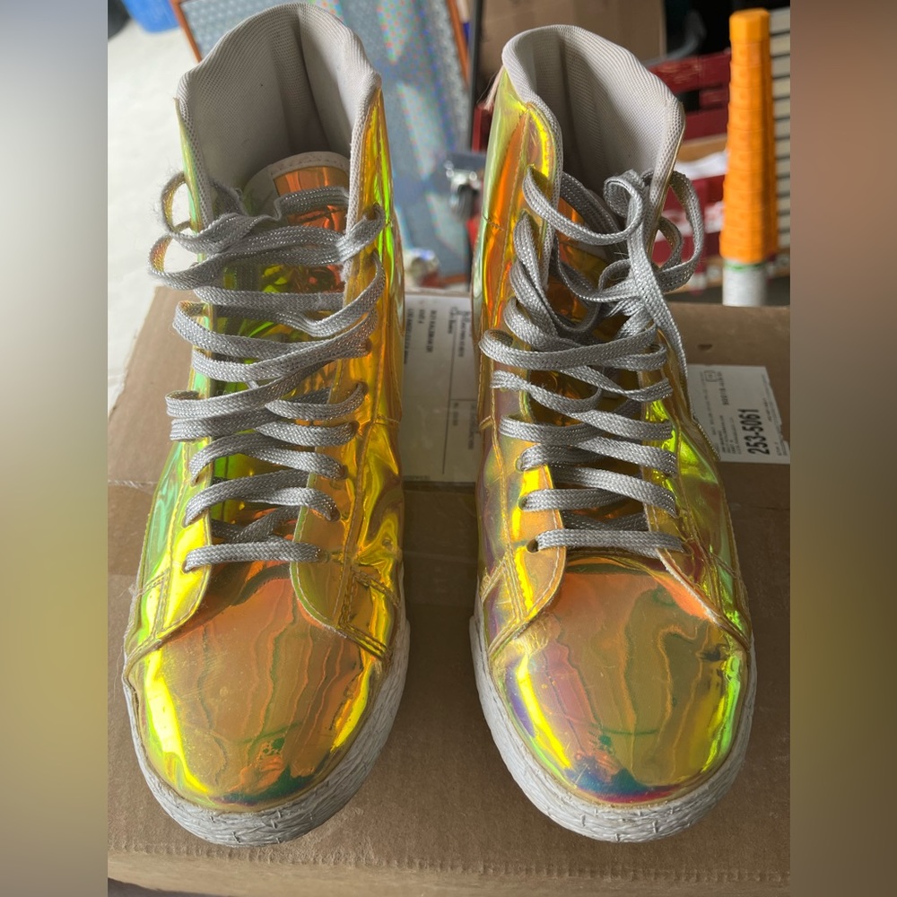 Iridescent gold Nike high-tops